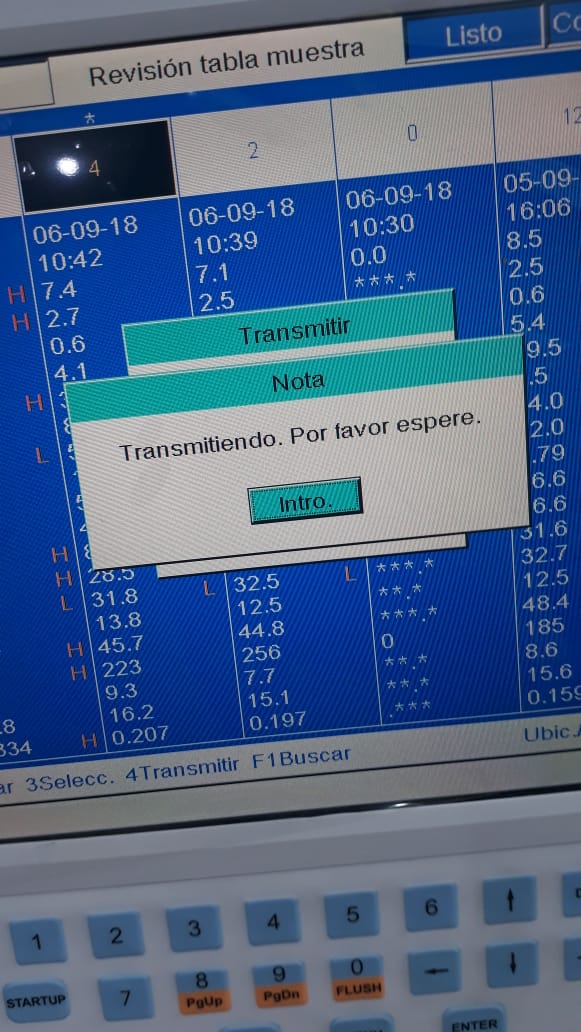 Transmitiendo la selección de muestras.