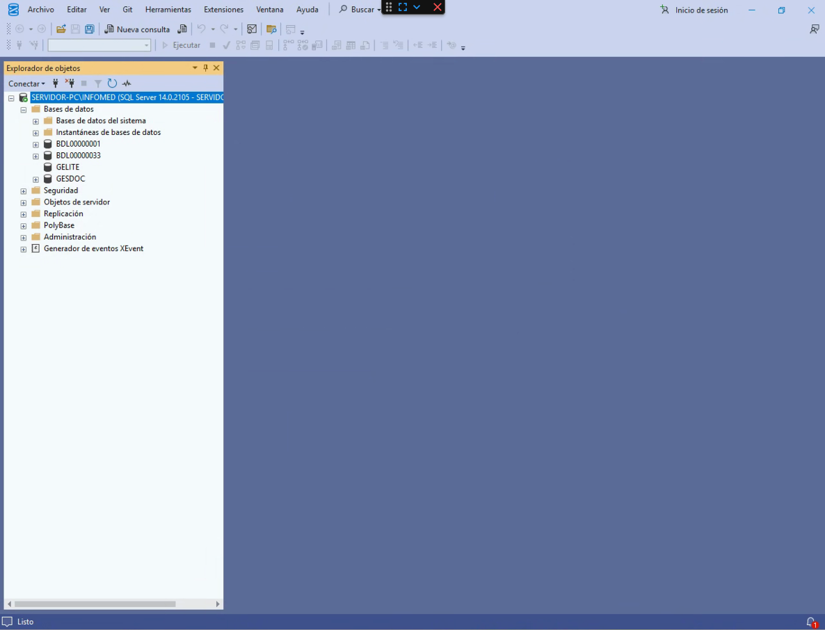 Servidor SQL Server con la base de datos GELITE