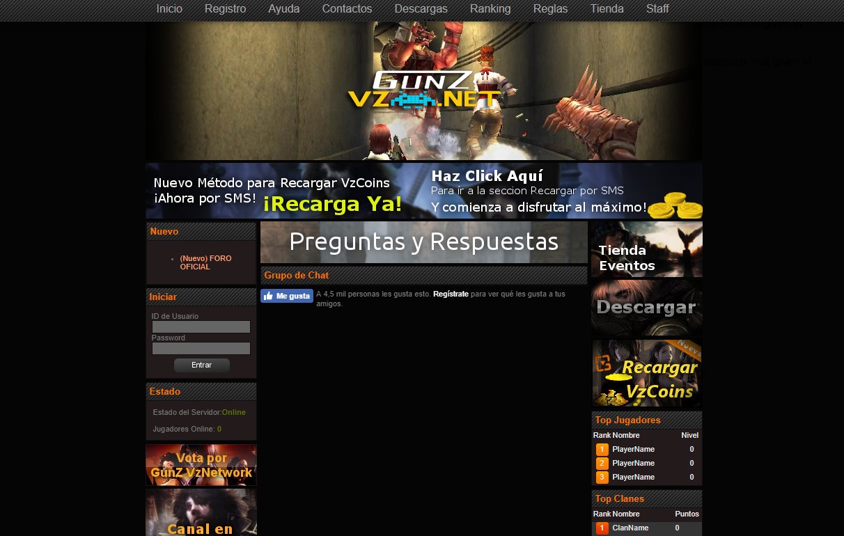 Pantalla de inicio