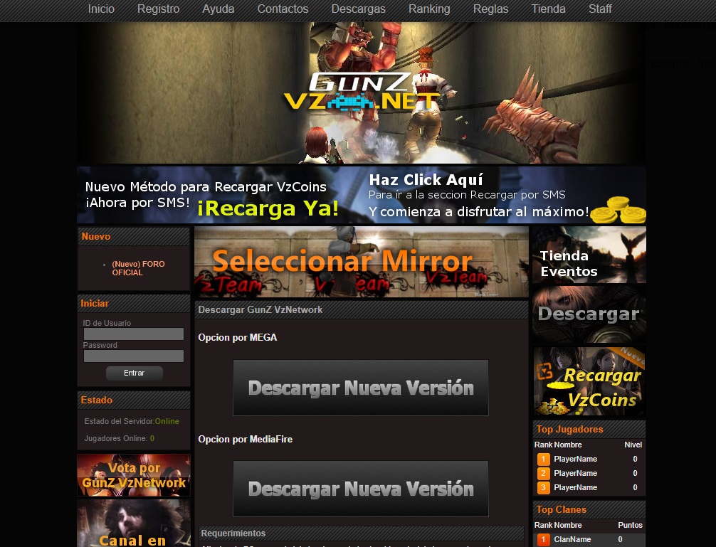Captura de la web de GunZ Vz
