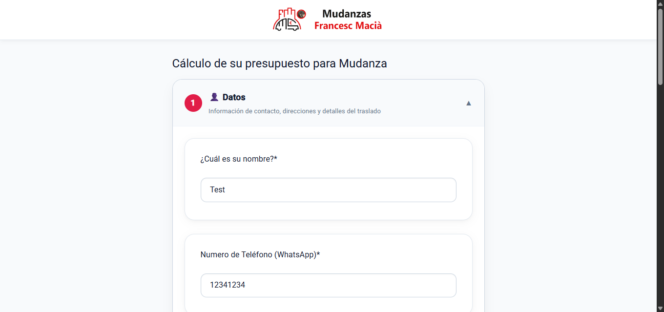 Captura del sistema Mudanzas Francesc Macia