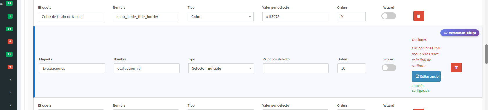 Configuración de un bloque de dashboard en XP