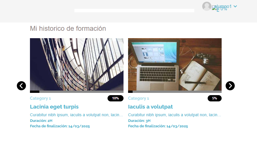Historial de formación con más cursos completados