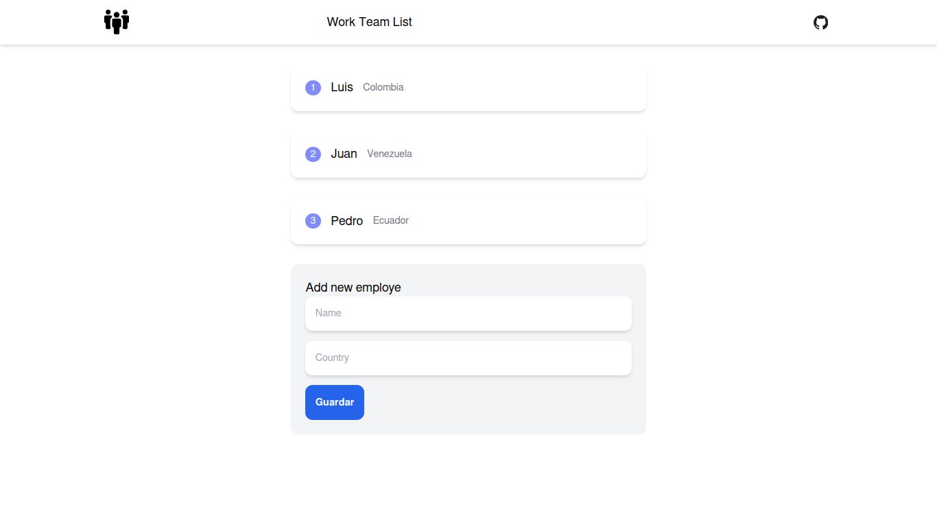 Captura del proyecto TeamWork List