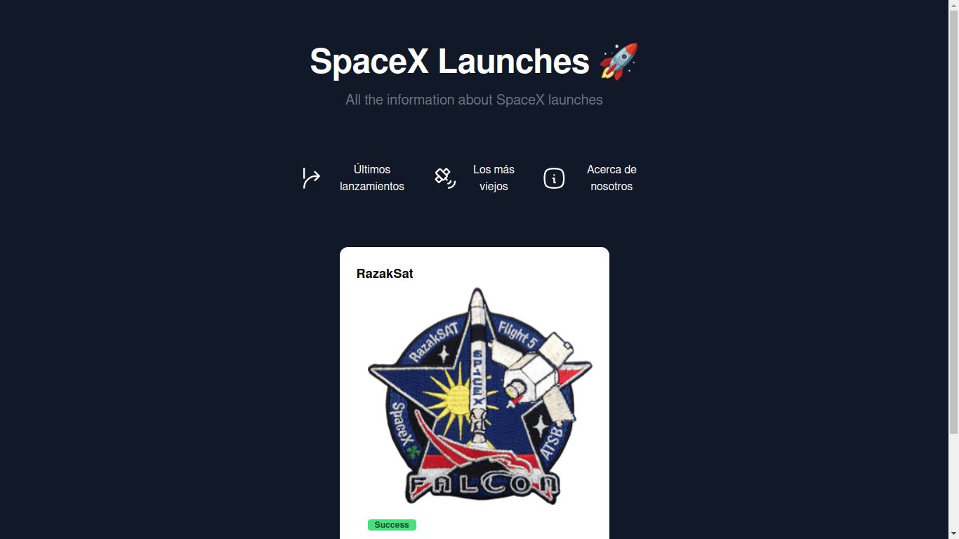 Captura del proyecto SpaceX Launches